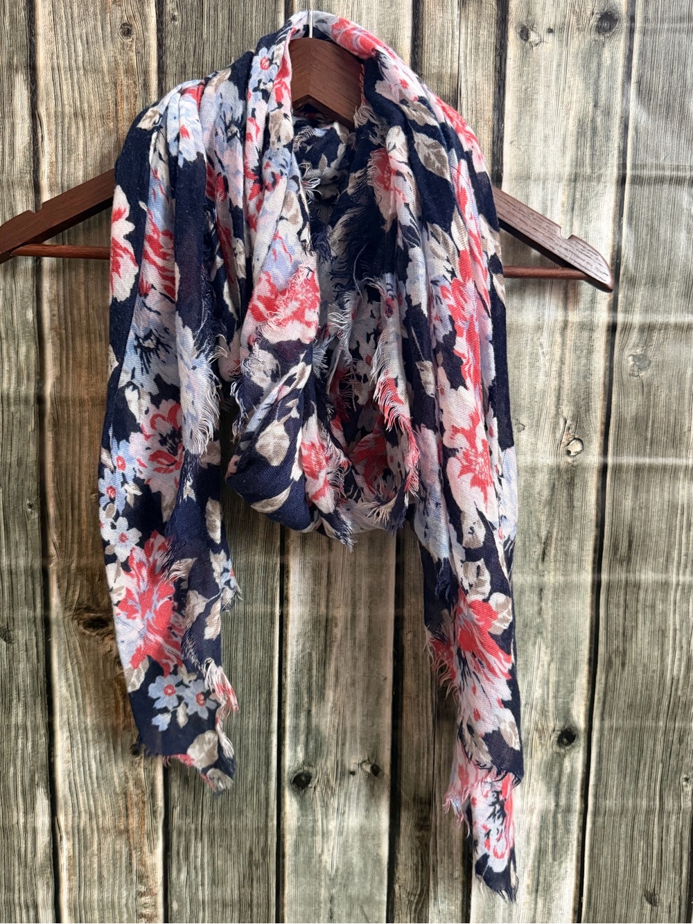 Navy Floral Lightweight Women's Scarf Wrap